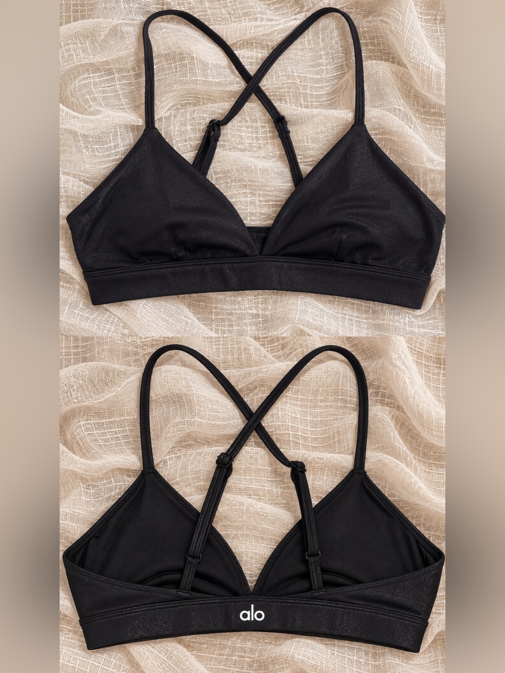 ALO Yoga Black Cutout Strappy Workout Top | Medium